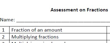Assessment on Fractions